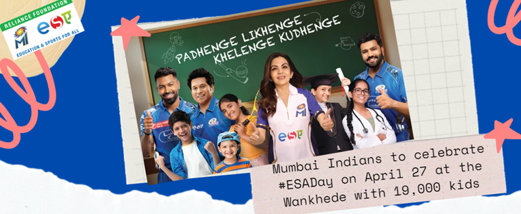 Mumbai Indians to celebrate #ESADay on April 27 at the Wankhede with 19,000 kids