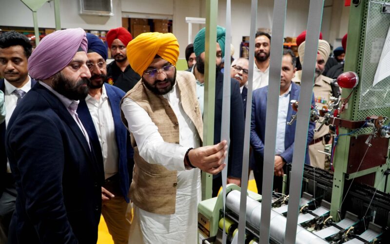 Punjab Industries Minister Tarunpreet Singh Sond taking a tour of Tynor Group's new plant Ortech Textiles in Mohali..jpg