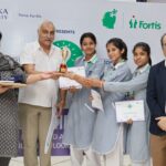 Bal Bharti School, Ludhiana- Winners of PSYCH-ED 2025 Zonal Finals for Punjab Region along with Dr Samir Parikh, Chairperson – Fortis National Mental Health Program, Fortis Healthcare Limited and Mr Ashish Bhatia, COO, Region North and East, Fortis Healthcare Limited.