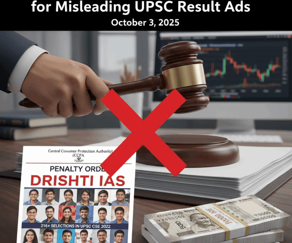 CCPA Slams Drishti IAS with ₹5 Lakh Fine for Egregious Misleading Ads in UPSC CSE Results