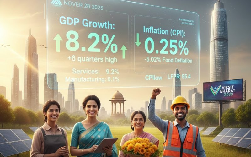 India's Economic Ascent Accelerates: GDP Surges to 8.2% in Q2, Inflation Hits Record Low