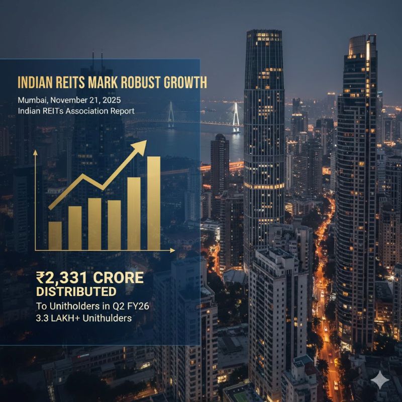 Indian REITs Mark Robust Growth: ₹2,331 Crore Distributed to Unitholders in Q2 FY26